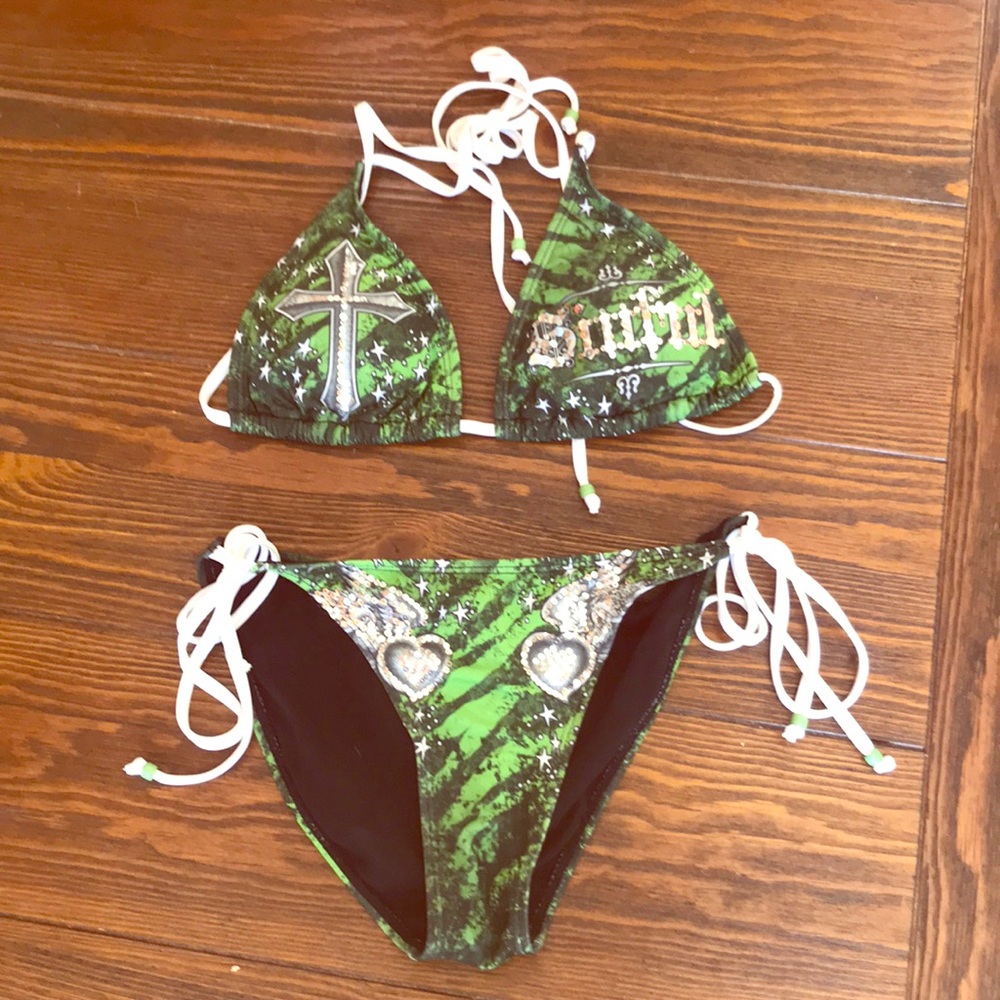 Sinful green two piece bathing suit